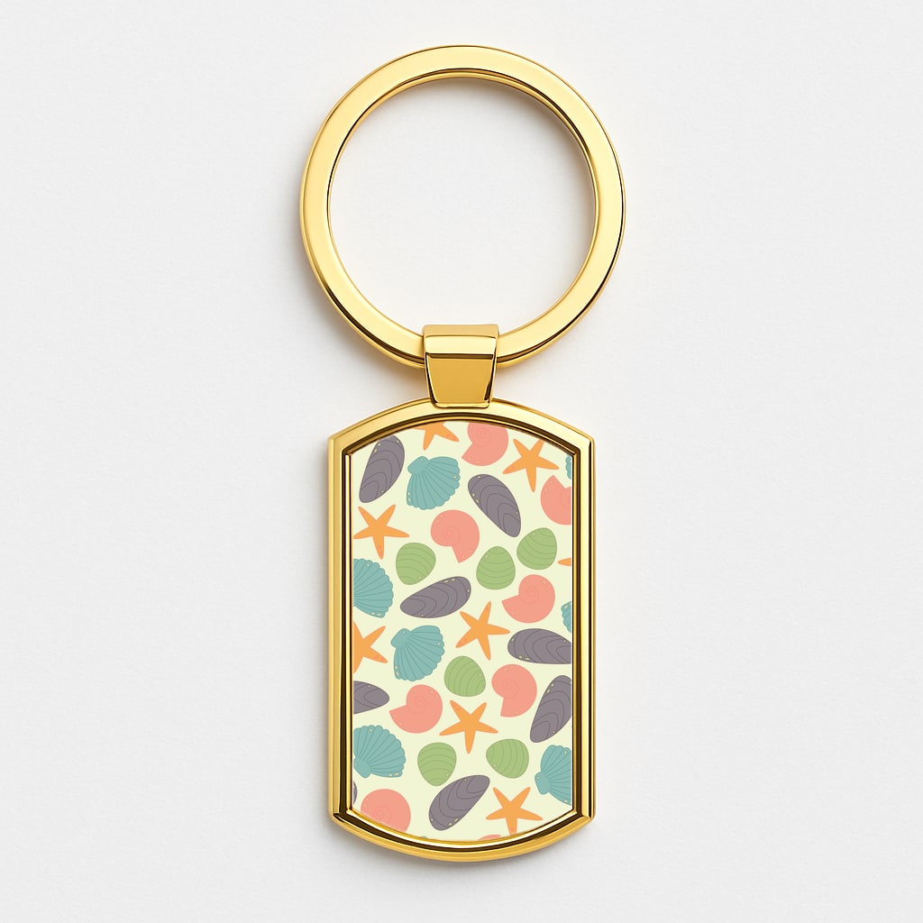 Seashells Pattern 1 Gold Keyring