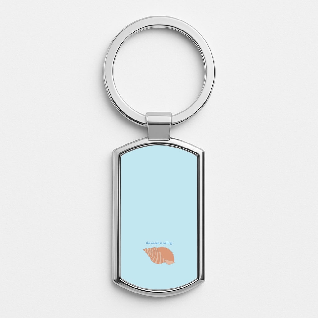 The Ocean Is Calling - Seashells Silver Keyring