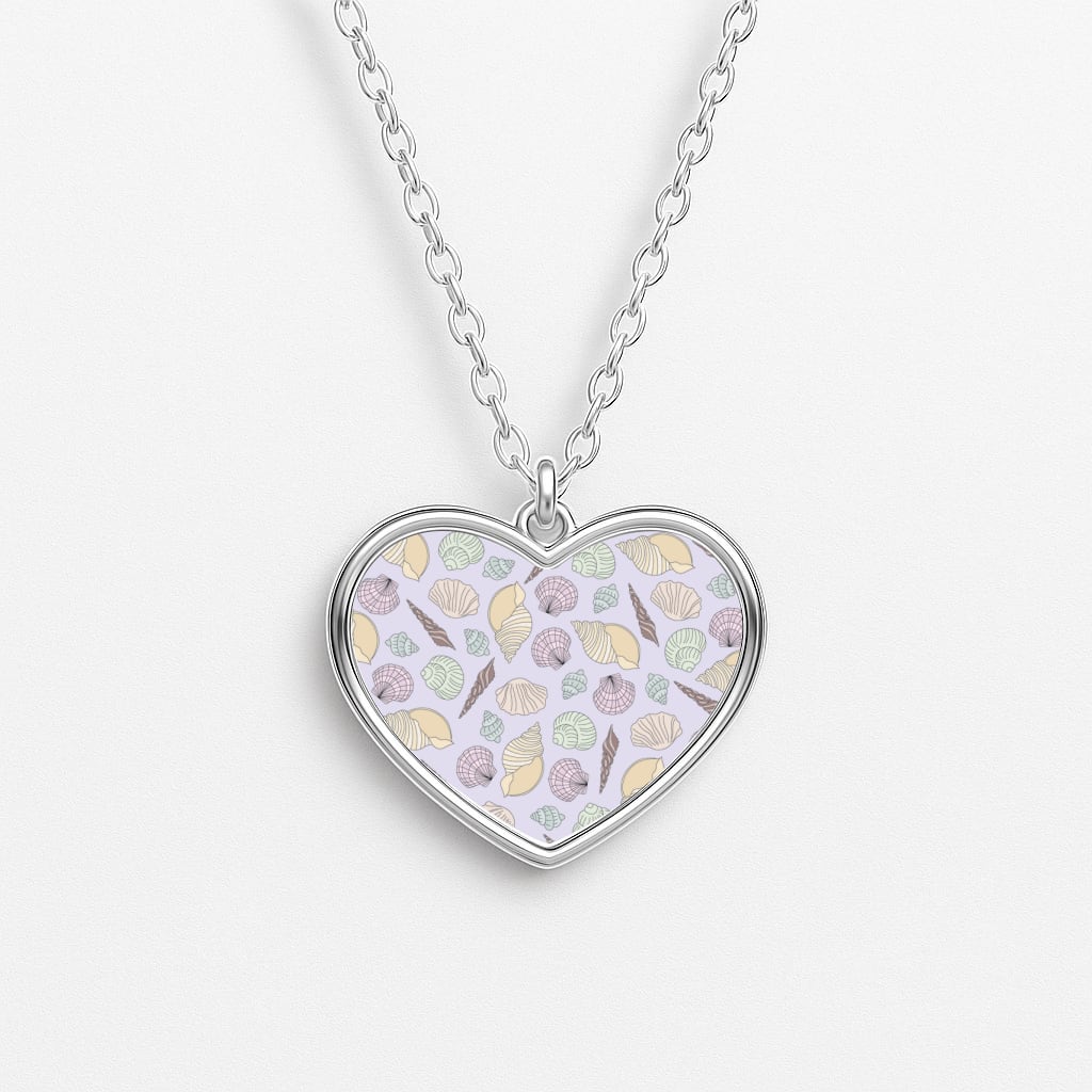 Seashells Pattern 7 Heart Necklace