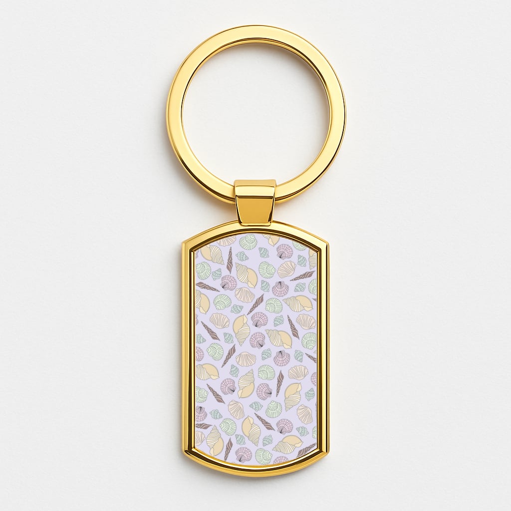 Seashells Pattern 7 Gold Keyring