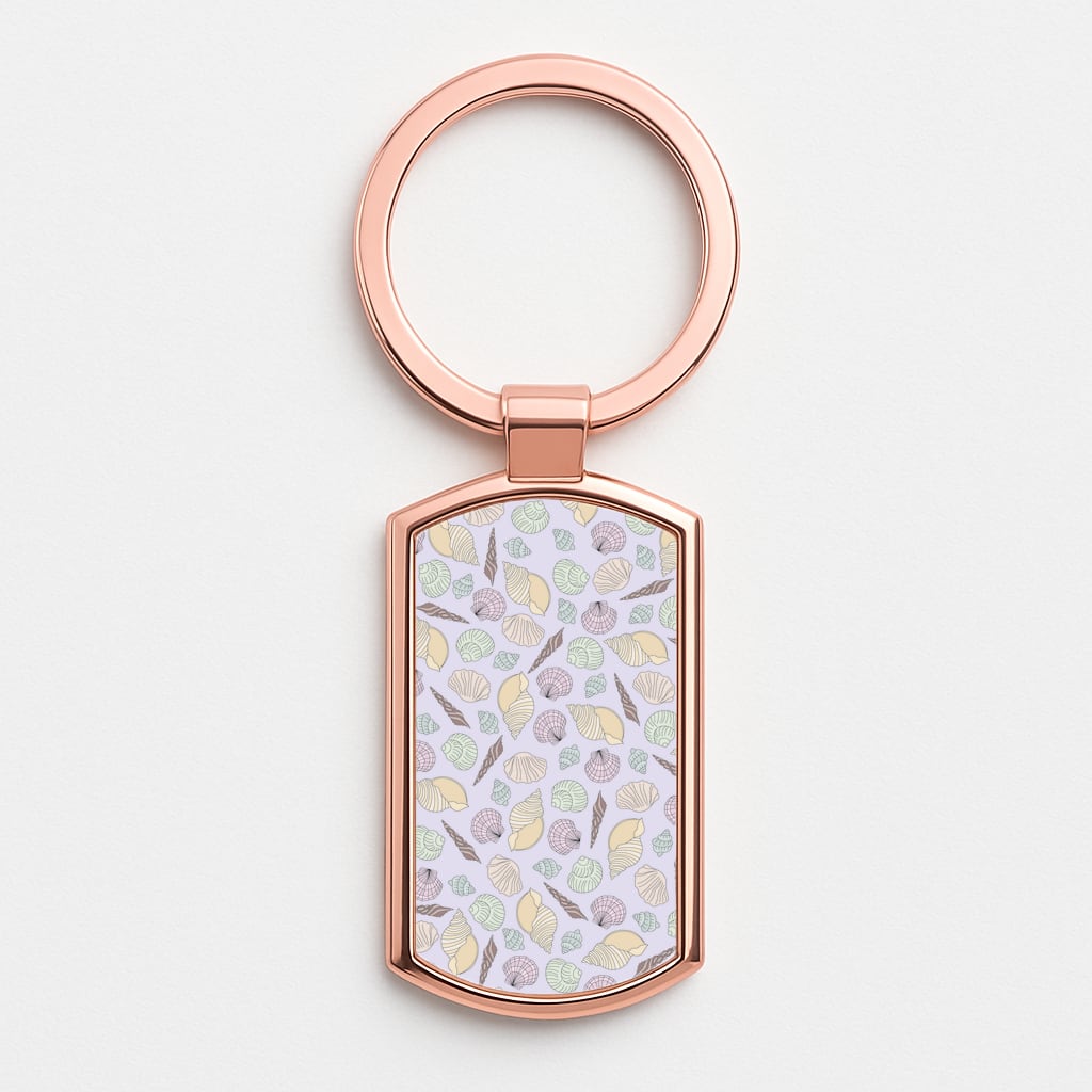 Seashells Pattern 7 Rose Gold Keyring