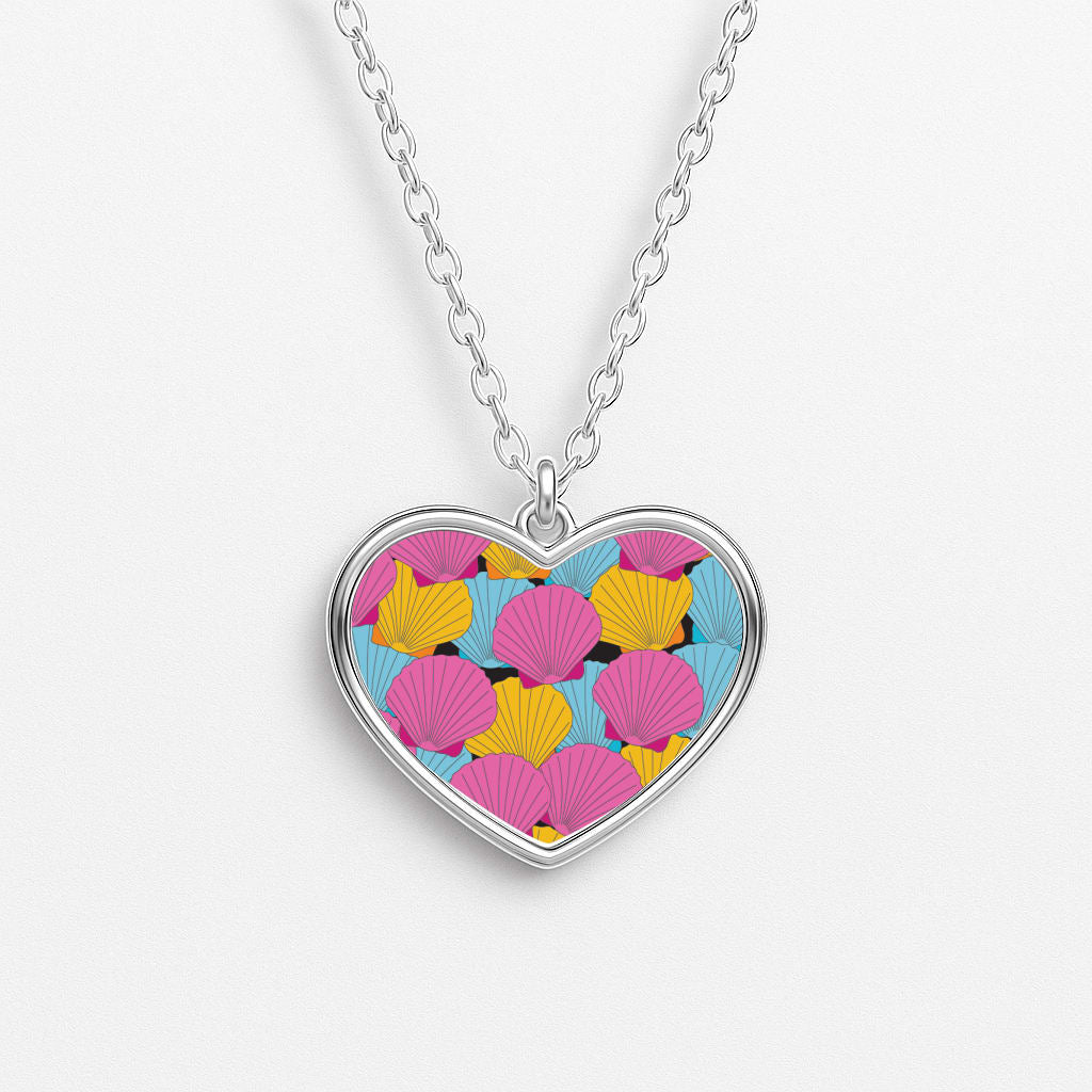 Seashells Pattern 9 Heart Necklace