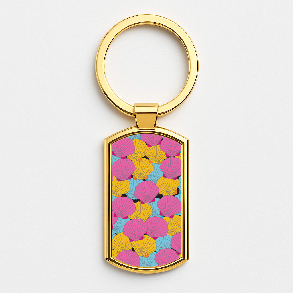 Seashells Pattern 9 Gold Keyring
