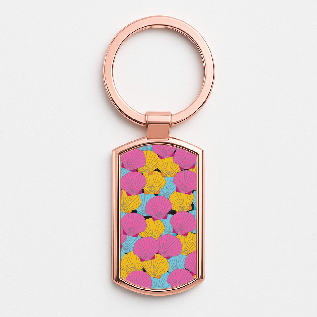 Seashells Pattern 9 Rose Gold Keyring