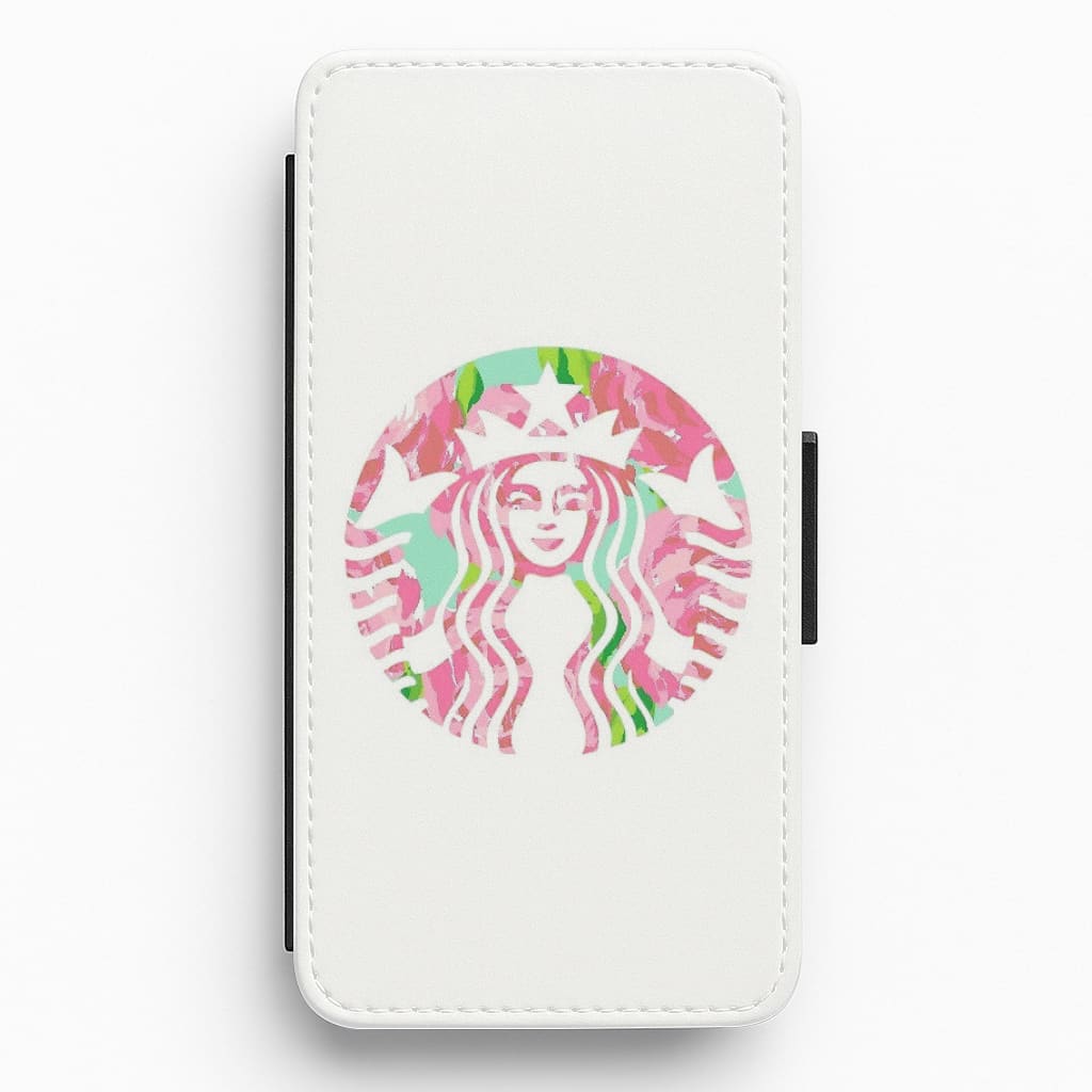 Pink Coffee Logo Flip / Wallet Phone Case