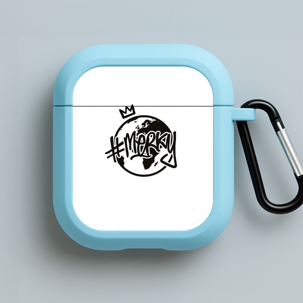 Hashtag Merky Globe Blue AirPods Case