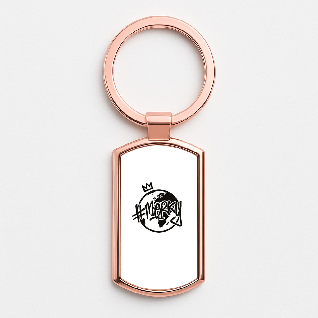 Hashtag Merky Globe Rose Gold Keyring
