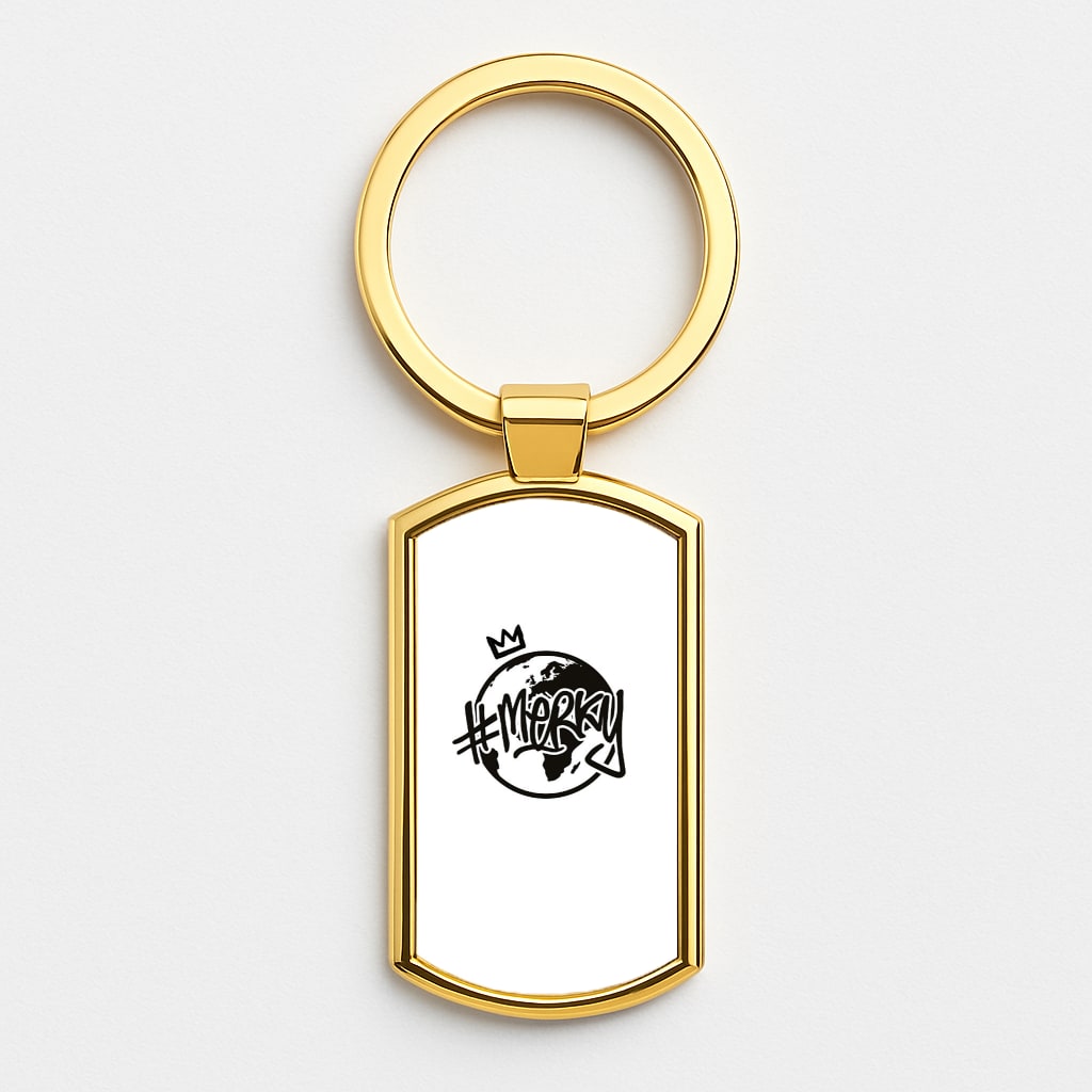 Hashtag Merky Globe Gold Keyring