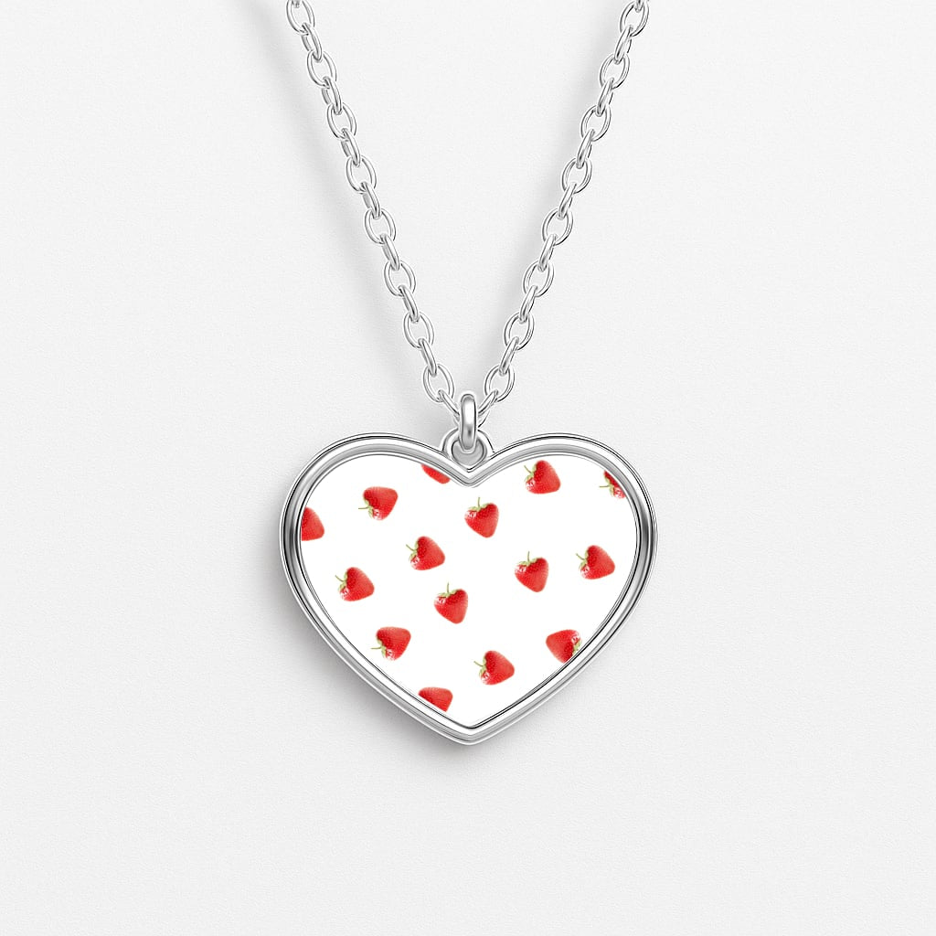Strawberry Pattern Heart Necklace