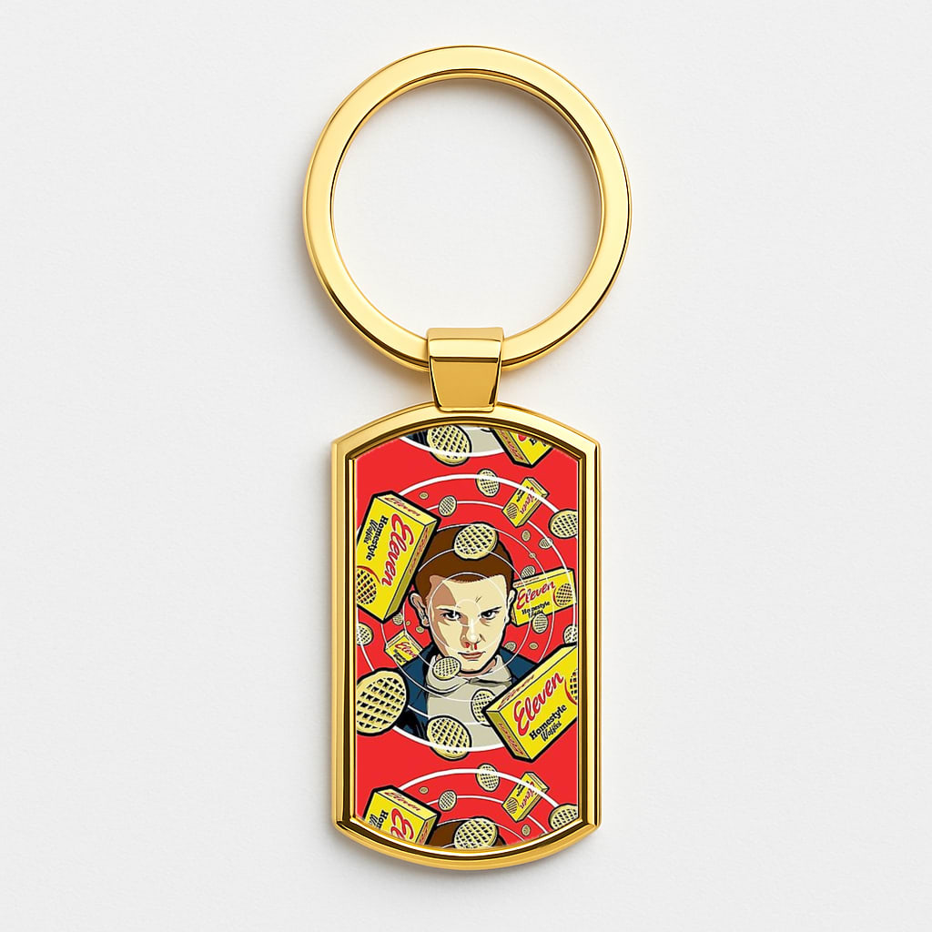 Eleven and Waffles Gold Keyring