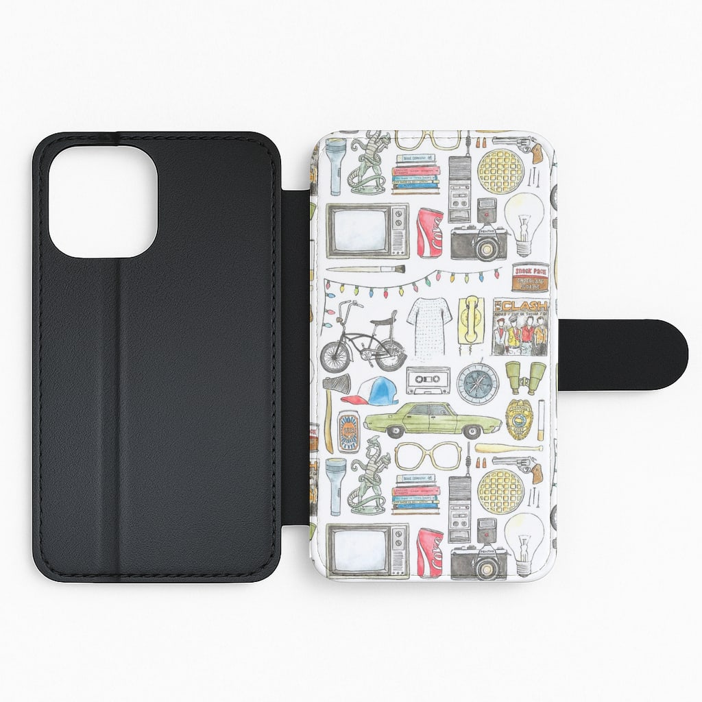 Stranger Objects Illustration Flip Wallet Phone Case