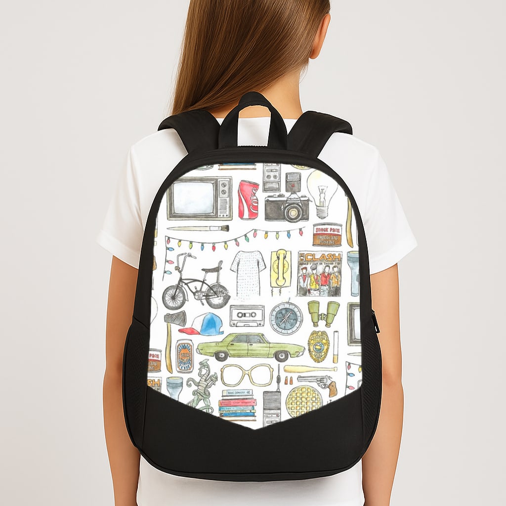 Stranger Objects Illustration Large School Bag