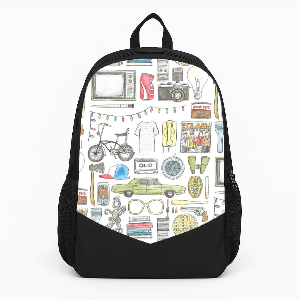 Stranger Objects Illustration Large Backpack