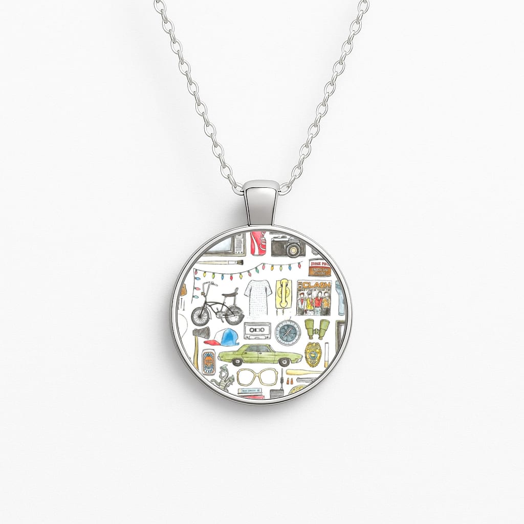 Stranger Objects Illustration Circle Necklace