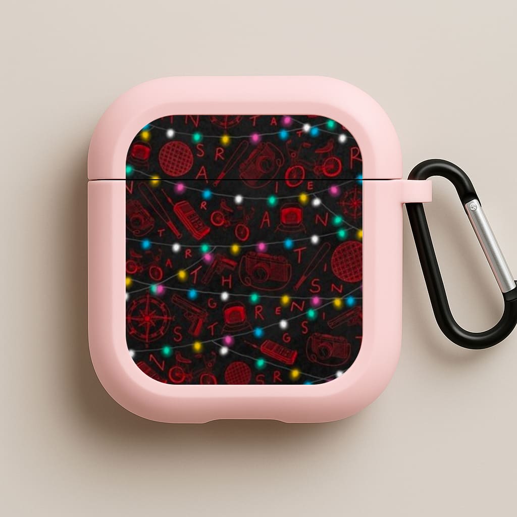 Stranger Red Illustrations Pink AirPods Case