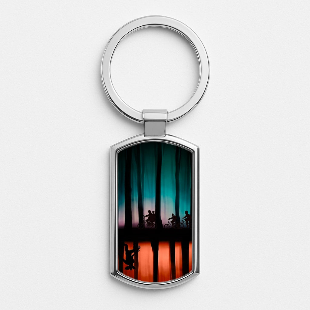 Stranger Upside Down Silver Keyring