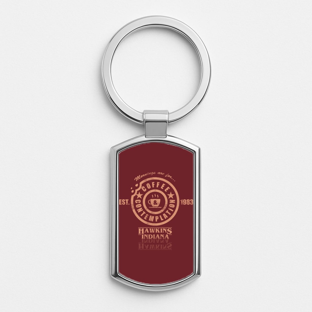Coffee Contemplation Silver Keyring