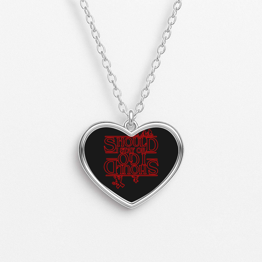 Should I Stay Or Should I Go Upside Down Heart Necklace