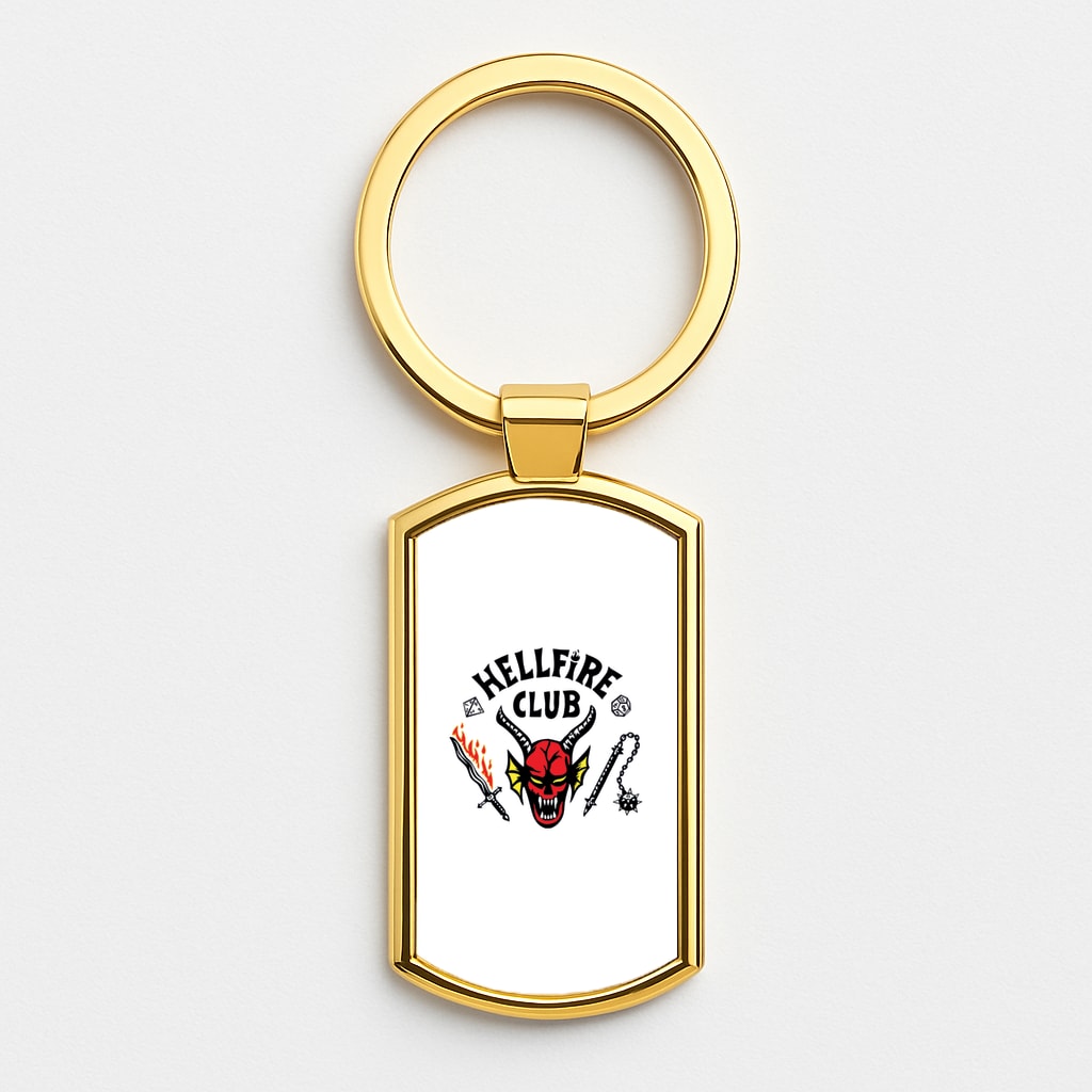 Hellfire Logo - White Gold Keyring