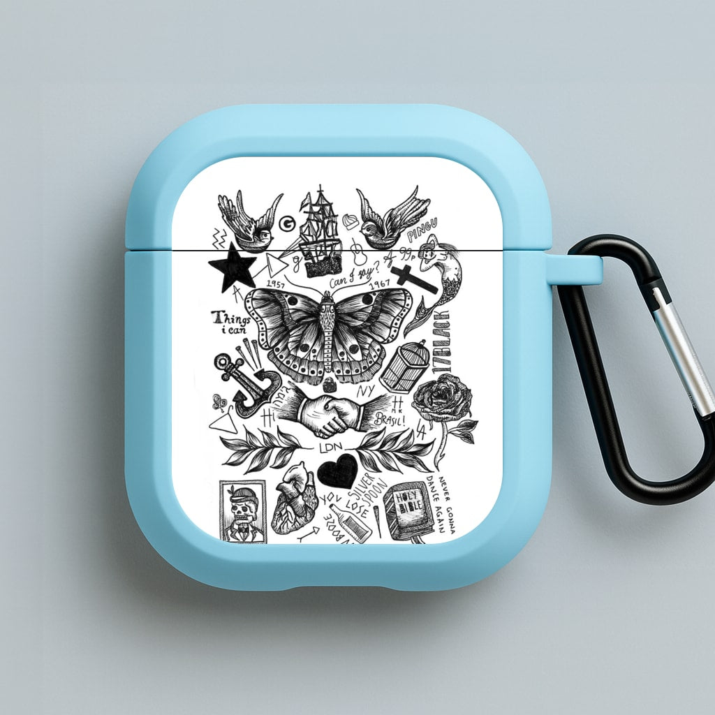 Harry Tattoos Blue AirPods Case