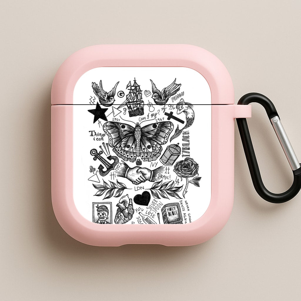 Harry Tattoos Pink AirPods Case