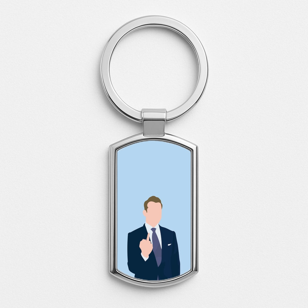 Middle Finger Silver Keyring