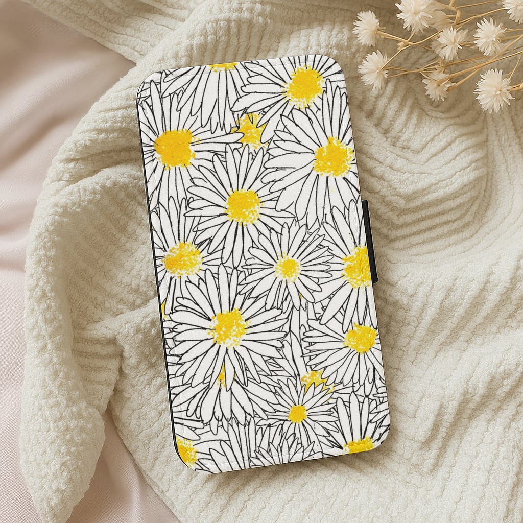 Cute Daisy Pattern Flip Wallet Phone Case