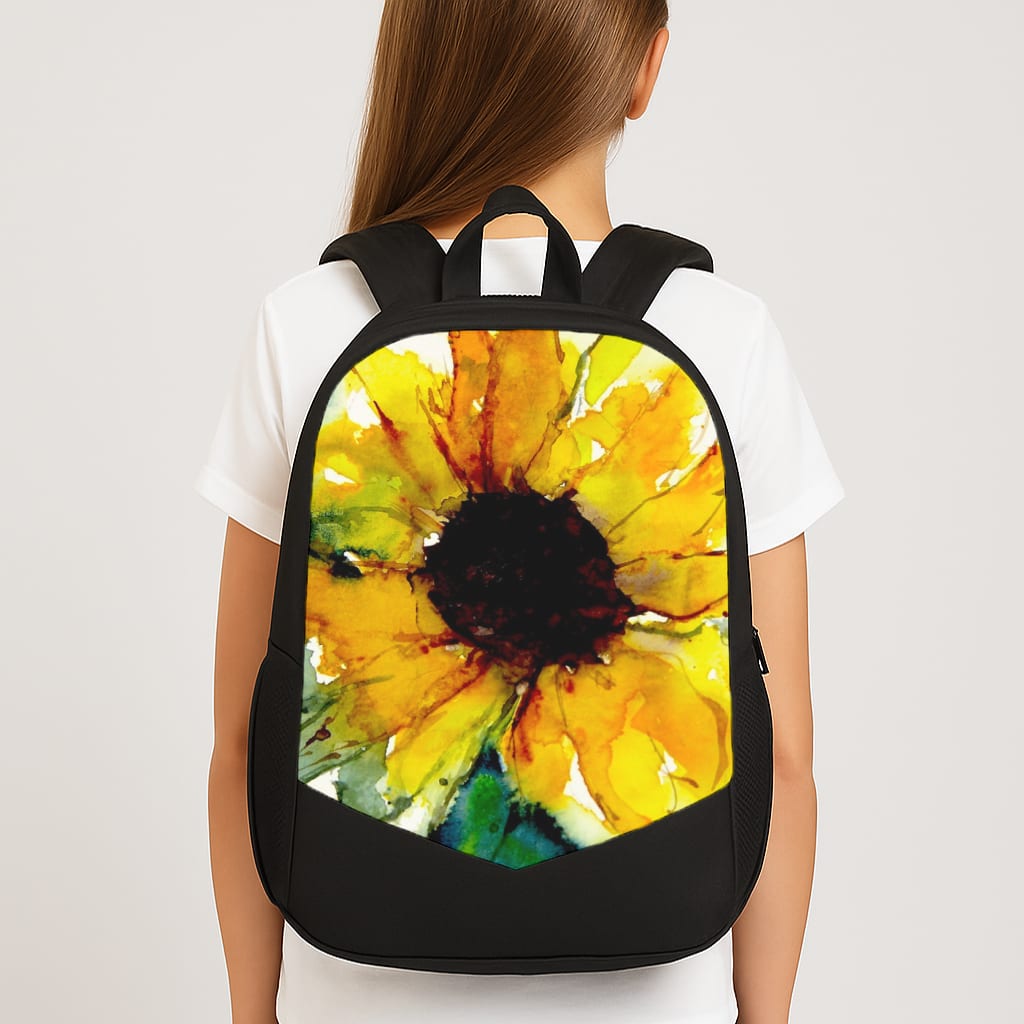 Watercolour Sunflower Large School Bag