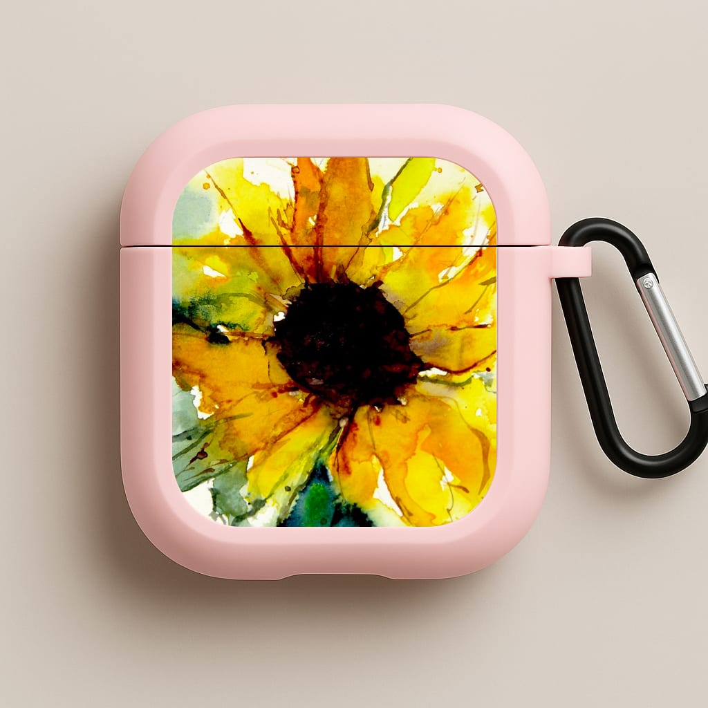 Watercolour Sunflower Pink AirPods Case