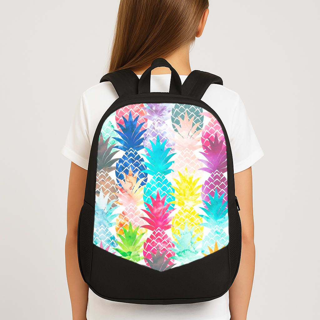 Watercolour Pineapple Pattern Large School Bag