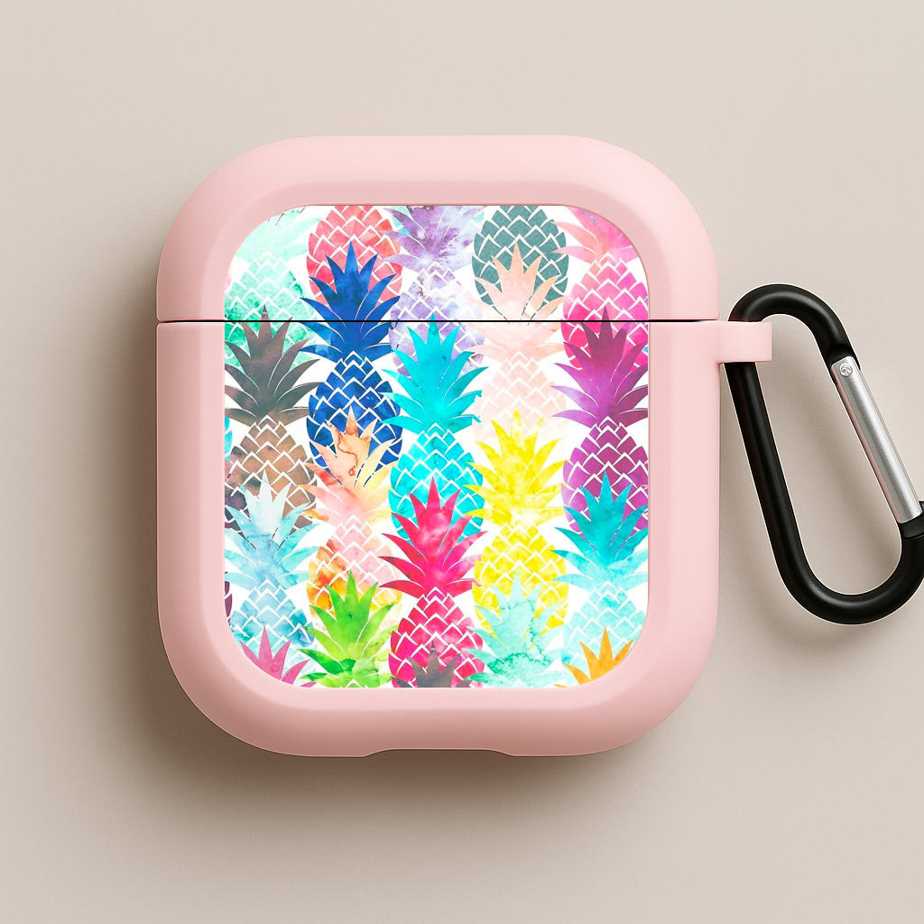 Watercolour Pineapple Pattern Pink AirPods Case