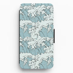Japanese Waves Flip Wallet Phone Case