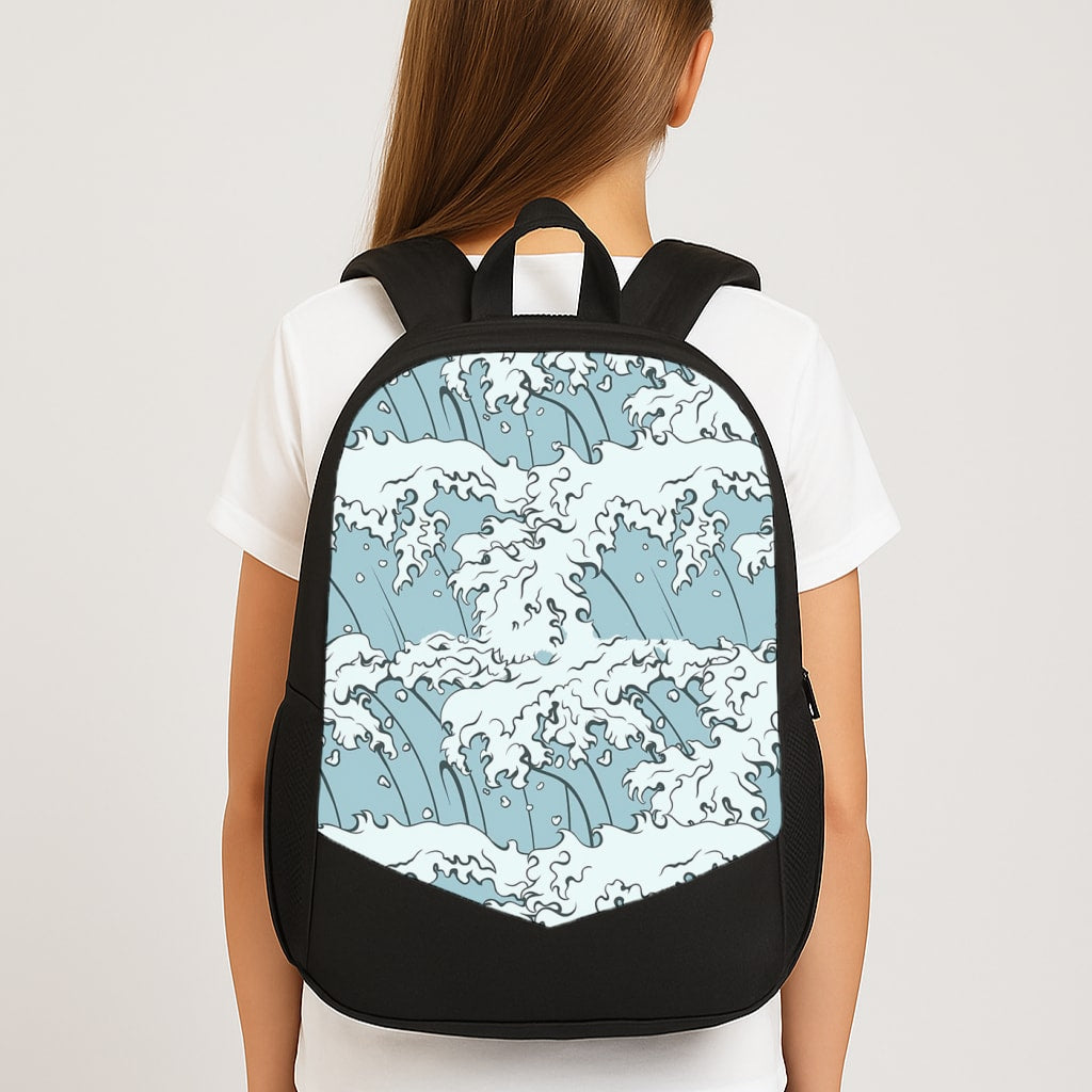 Japanese Waves Large School Bag