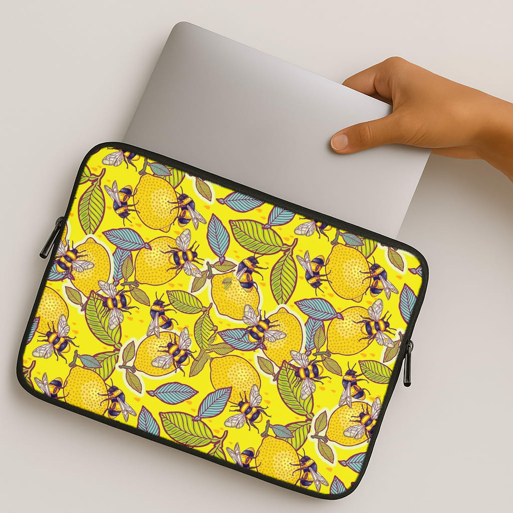 Yellow Lemon and Bee MacBook Case