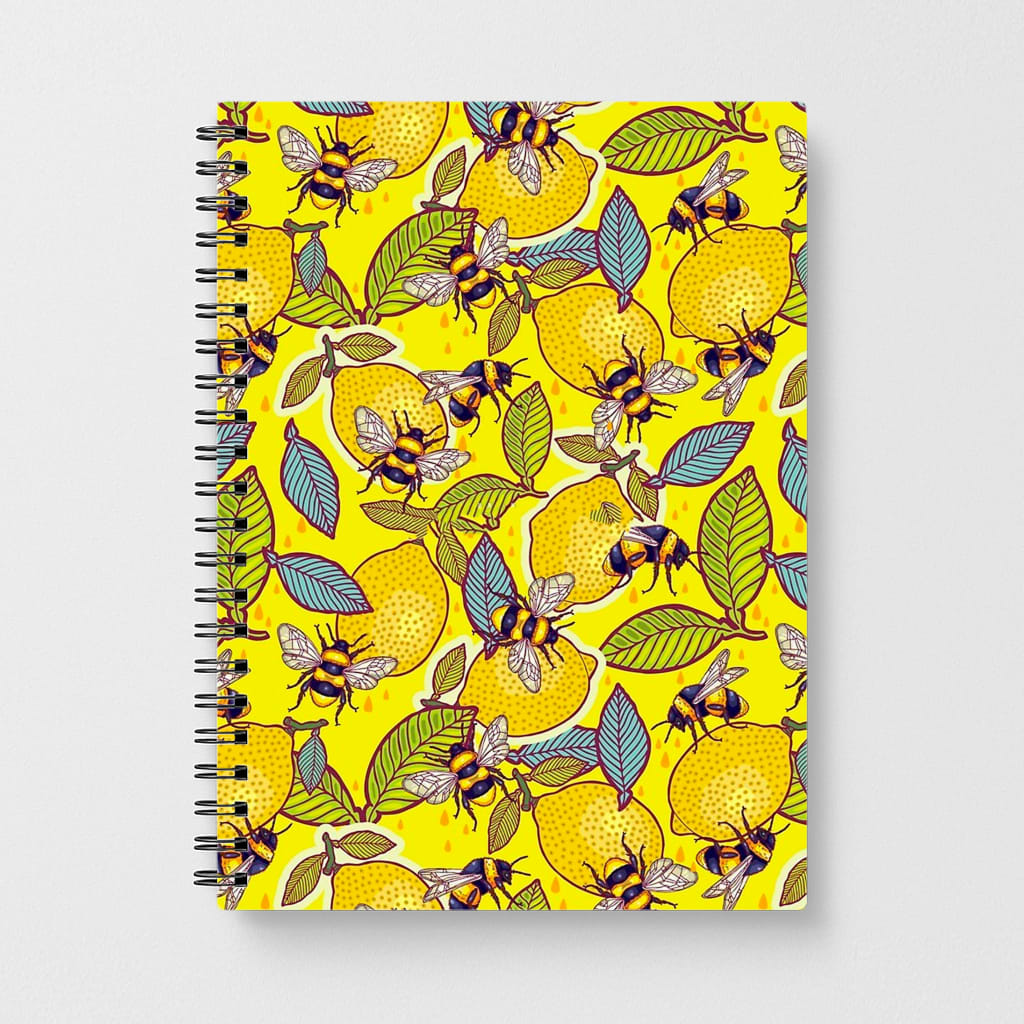 Yellow Lemon and Bee Notebook - Fun Cases
