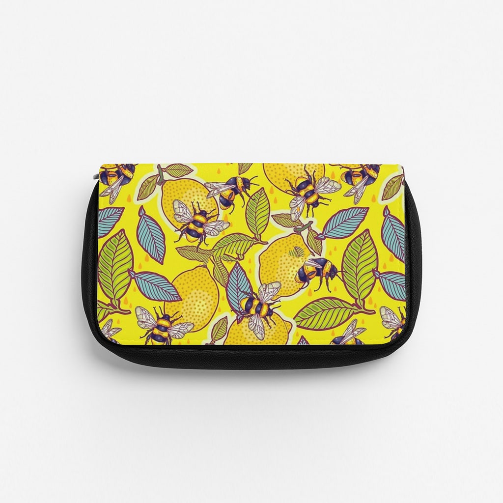 Yellow Lemon and Bee Pencil Case