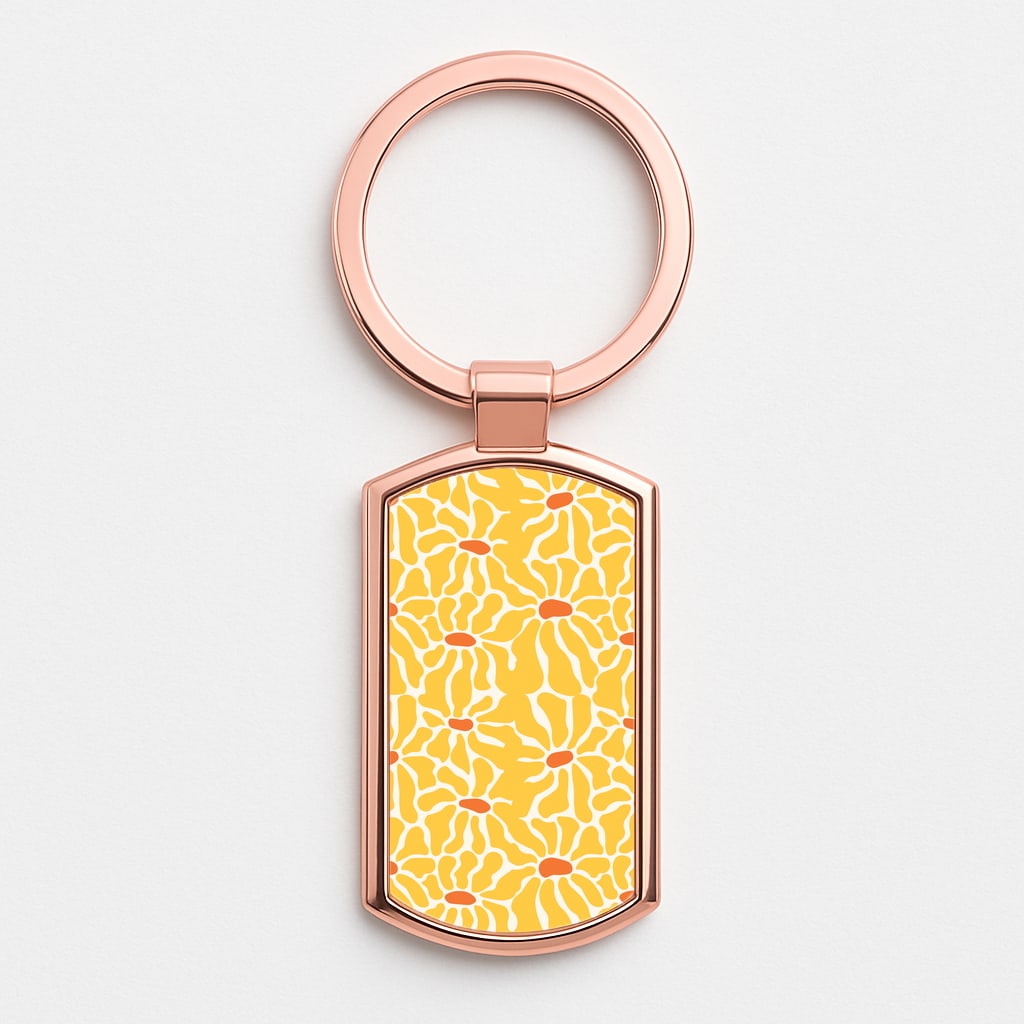 Yellow Flowers - Summer Rose Gold Keyring