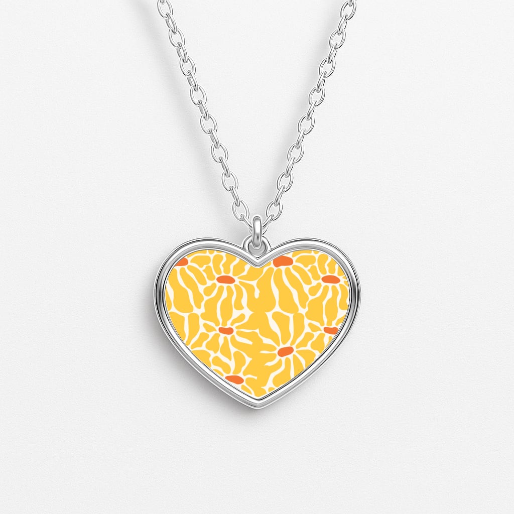 Yellow Flowers - Summer Heart Necklace