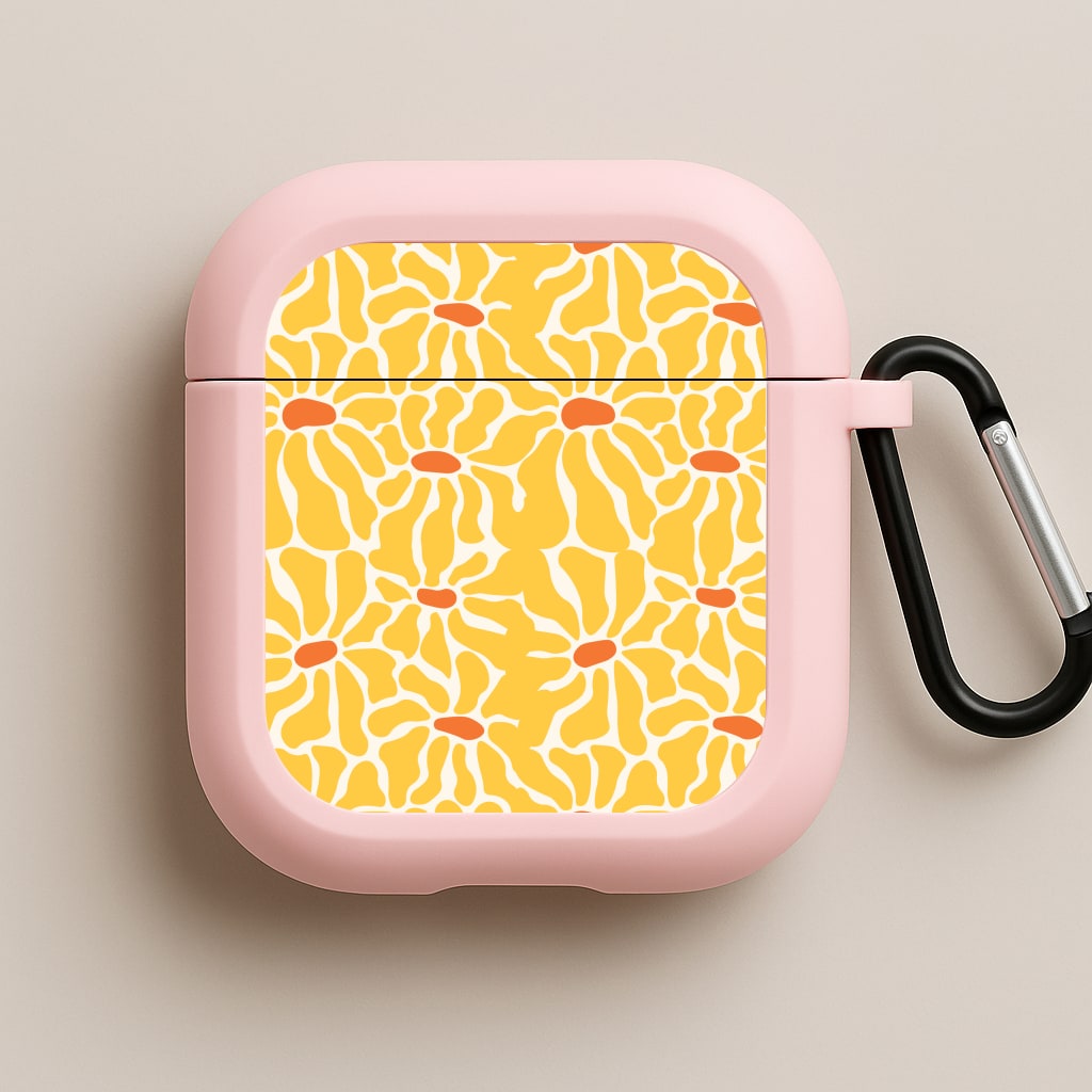 Yellow Flowers - Summer Pink AirPods Case