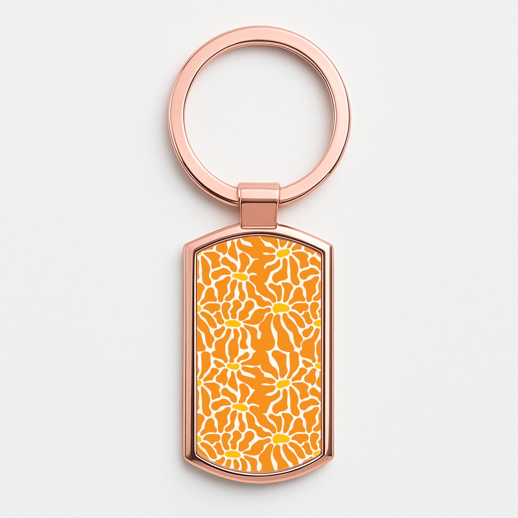 Orange Flowers - Summer Rose Gold Keyring