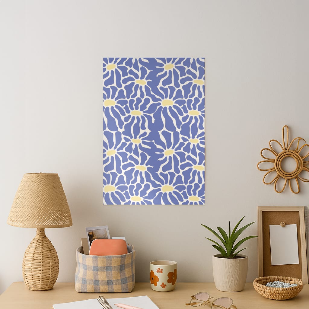Dark Blue Flowers - Summer Art Print