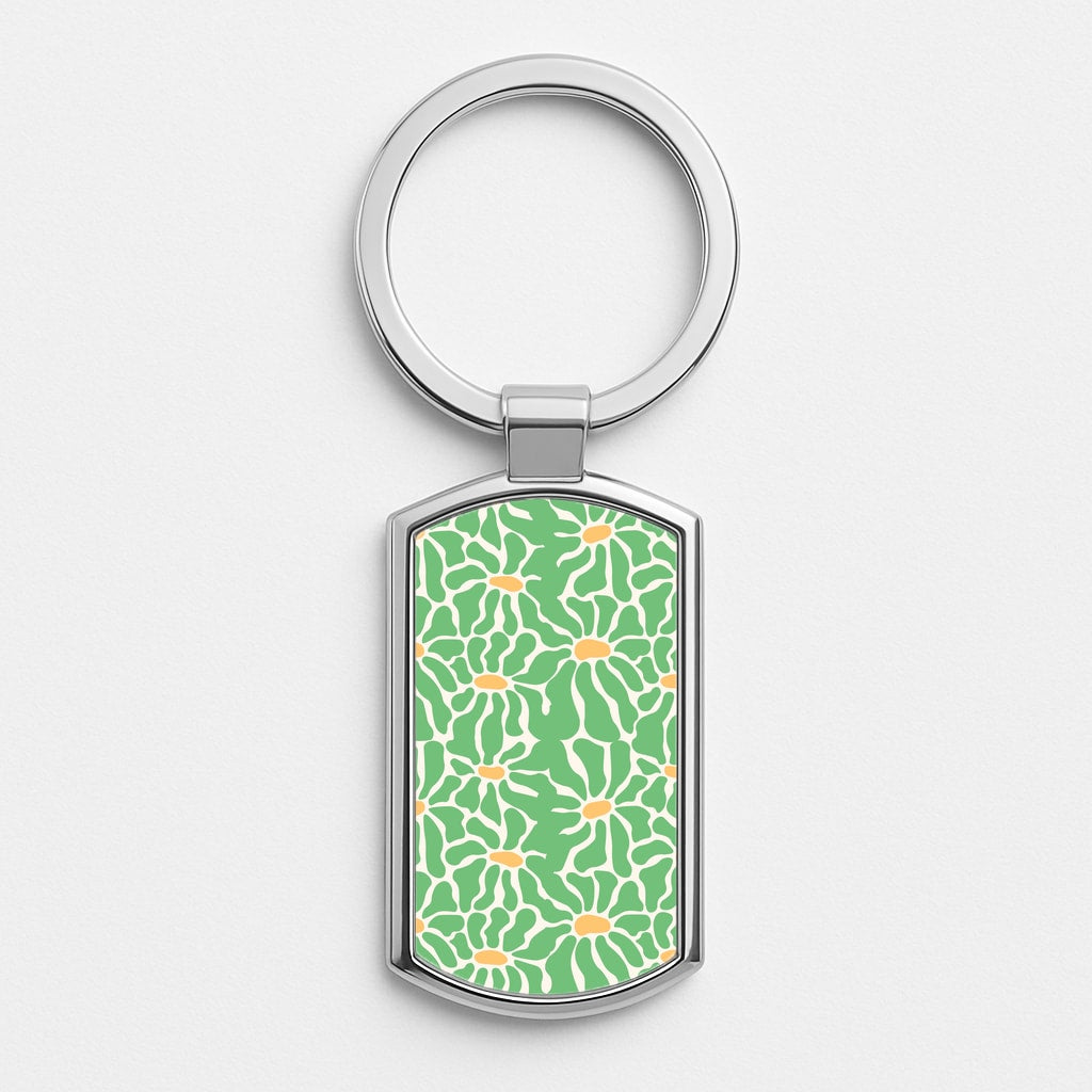 Green Flowers - Summer Silver Keyring