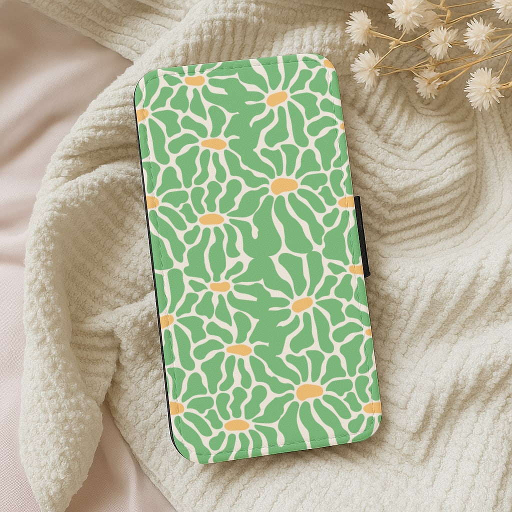 Green Flowers - Summer Wallet Phone Case