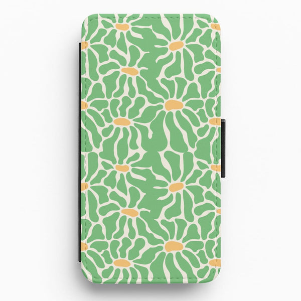 Green Flowers - Summer Flip / Wallet Phone Case