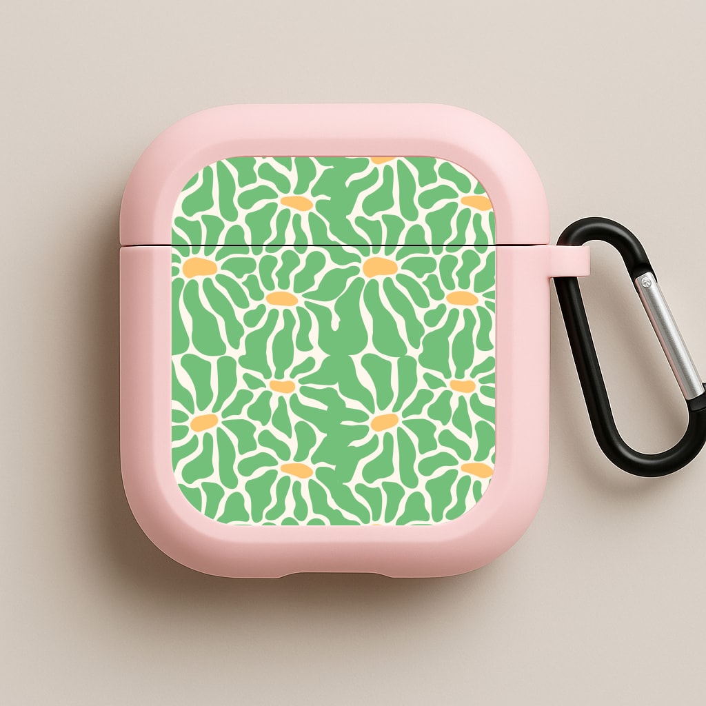 Green Flowers - Summer Pink AirPods Case