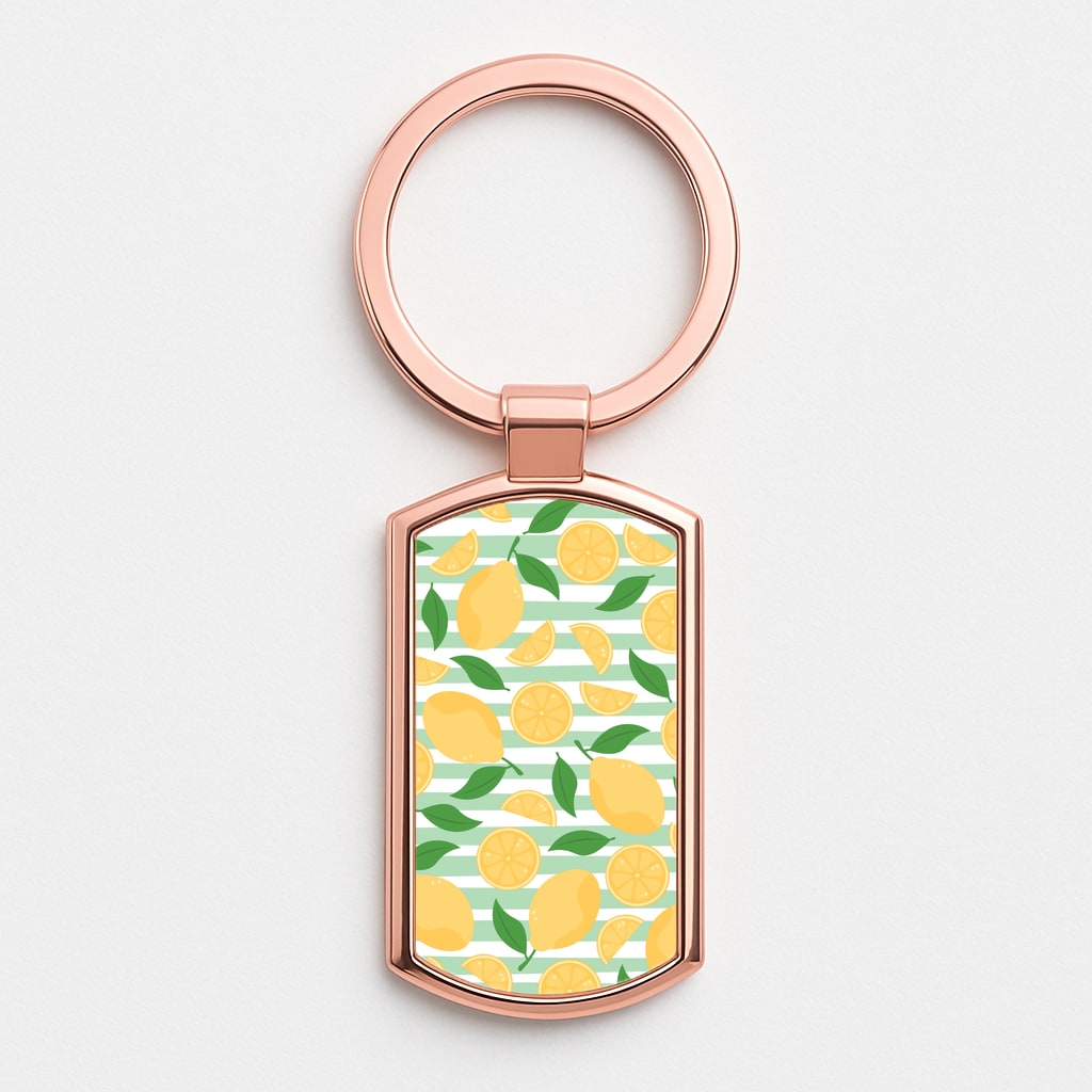 Lemons Pattern - Summer Rose Gold Keyring