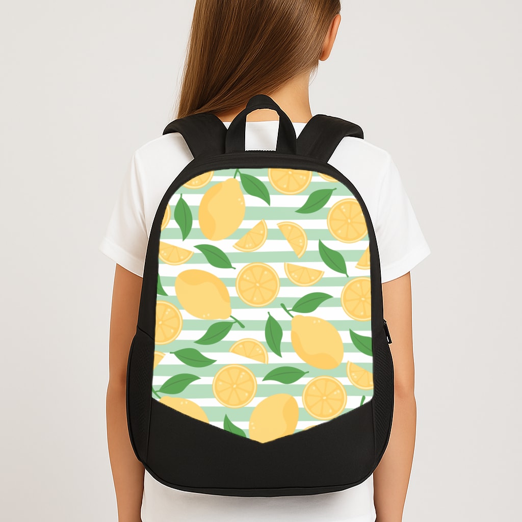 Lemons Pattern - Summer Large School Bag