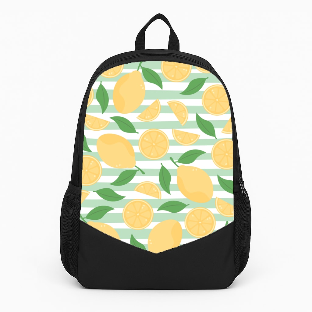 Lemons Pattern - Summer Large Backpack