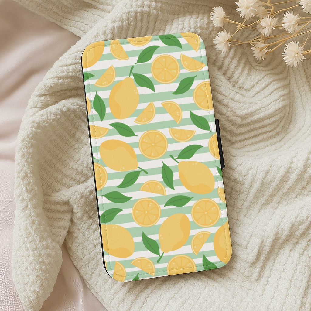 Lemons Pattern - Summer Wallet Phone Case