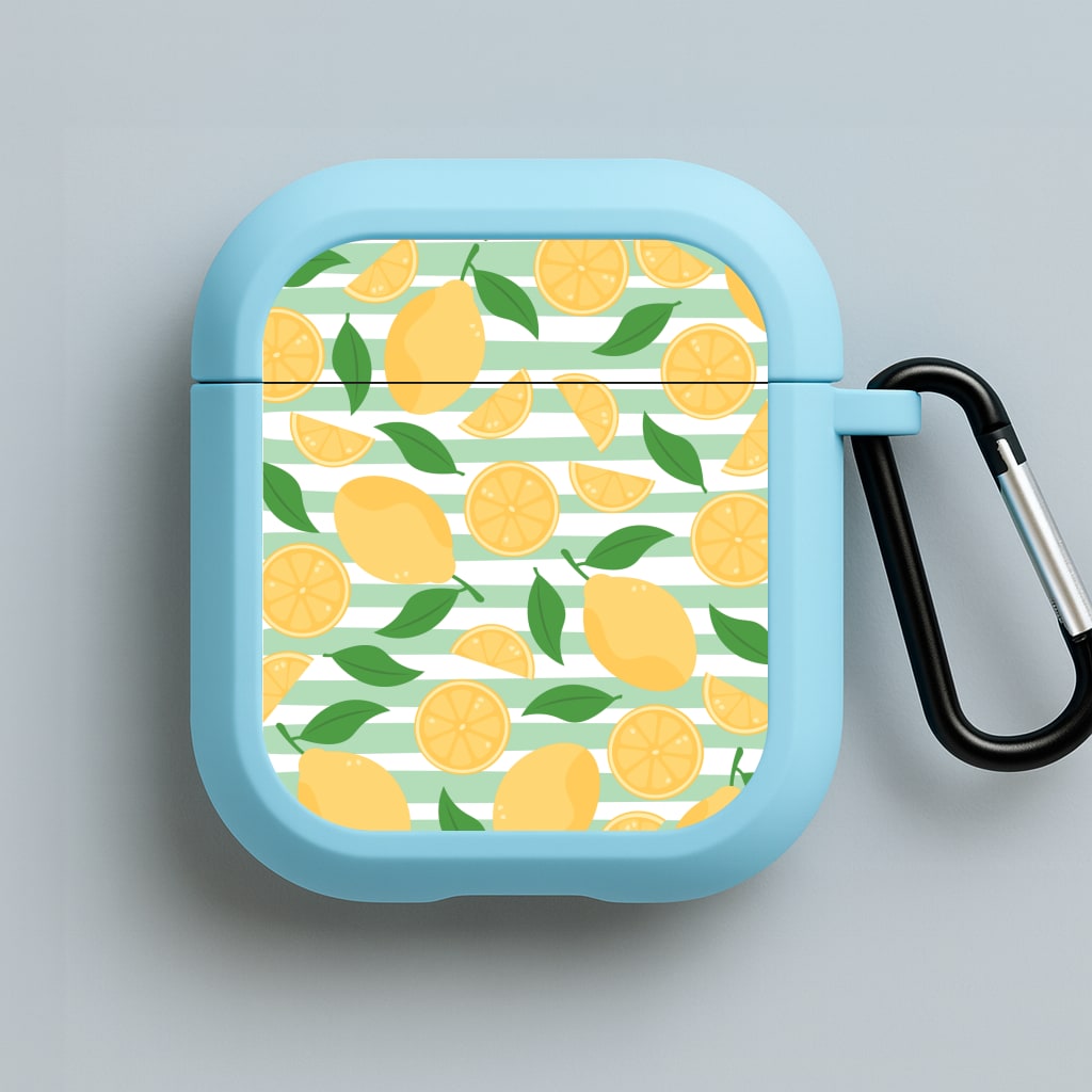 Lemons Pattern - Summer Blue AirPods Case